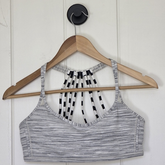 Lulu🍋 Lululemon Lighten Up Bra Space Dye Camo White Silver Spoon Size 8 - Picture 7 of 9